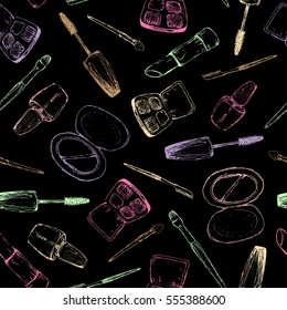 Make Up - Pastel Seamless Pattern With Hand-Drawn Elements