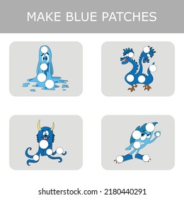 Make a patch out of paper or plasticine, a game for children, the development of fine motor skills. Worksheet for printing. Educational game for children.