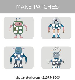 Make a patch out of paper or plasticine, a game for children, the development of fine motor skills. Worksheet for printing. Educational game for children.