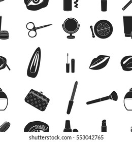 Make up pattern icons in black style. Big collection of make up vector symbol stock illustration .