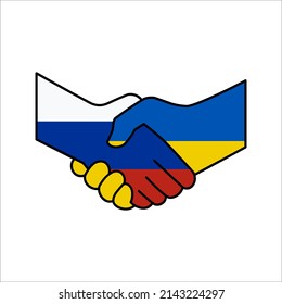 Make a peace not war design, with ukrainian and russian handshake vector design illustration on white background