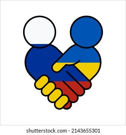 Make a peace not war design, with ukrainian and russian handshake vector design illustration on white background