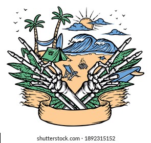 Make peace on the beach illustration