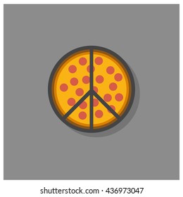 Make Pizza, Not War (Peace Concept Vector Illustration in Flat Style Design)