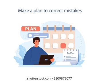 Make a plan to deal with judgement at work. Employee dealing with pressure from manager, learning how to take constructive criticism. Flat vector illustration