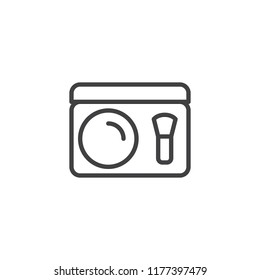 Make up powder palette and brush outline icon. linear style sign for mobile concept and web design. Face cosmetics simple line vector icon. Symbol, logo illustration. Pixel perfect vector graphics