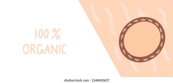 Make up powder vector illustration. Horizontal design template of brochures, booklets, posters, banners about organic cosmetics, organic shop. Design with bottles, tube of decorative cosmetics.