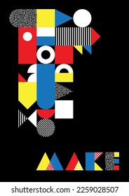 MAKE - Presentation template in a Bauhaus style, created from building blocks of simple patterned shapes and textures