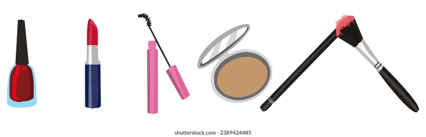 Make up products on white podiums on Vector Isolated