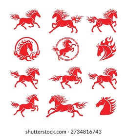 Hacer un Profesional Vector de caballo de fuego chino