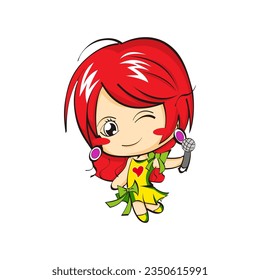 Make a Professional Cute Little Girl With Microphone Singing Vector