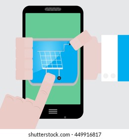 Make purchases apps from your phone. Buy icon and purchase order, vector shopping icon or illustration order icon