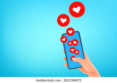Make reaction with hearts in internet
