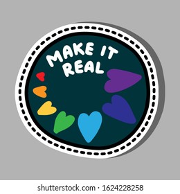 Make it real hand drawn vector illustration in cartoon comic style hearts colorful sticker pin
