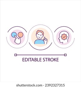 Make right choice loop concept icon. Compare variants to make decision. Mindset improvement abstract idea thin line illustration. Isolated outline drawing. Editable stroke
