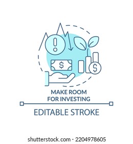 Make room for investing turquoise concept icon. Money contributions. Budgeting abstract idea thin line illustration. Isolated outline drawing. Editable stroke. Arial, Myriad Pro-Bold fonts used