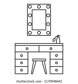 Make up room mirror table icon. Outline illustration of make up room mirror table vector icon for web design isolated on white background