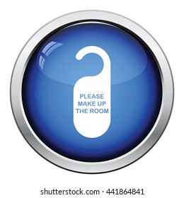 Make up room tag icon. Glossy button design. Vector illustration.