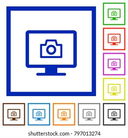 Make screenshot flat color icons in square frames on white background
