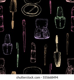 Make Up - Seamless Pastel Pattern With Hand-Drawn Elements
