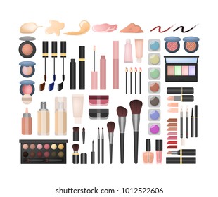 Make up set. All kinds of beauty products and cosmetics.