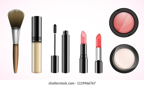 Make up set. All kinds of beauty products and cosmetics. Vector illustration EPS 10