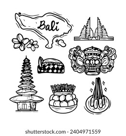 Make a Set of Bali Icon Illustration Vector Art