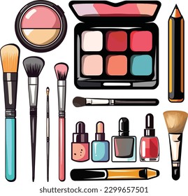 conjunto de maquillaje, cosmética, vector