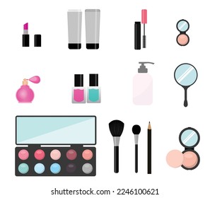 Make up set with flat icons. Vector illustration for cosmetic design