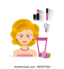 make up set flat icons vector illustration design