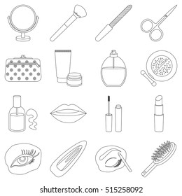 Make up set icons in black style. Big collection of make up vector illustration symbol.