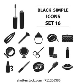 Make up set icons in black style. Big collection of make up vector illustration symbol.