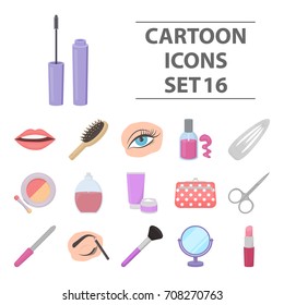 Make up set icons in cartoon style. Big collection of make up vector illustration symbol.