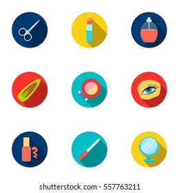 Make up set icons in flat style. Big collection of make up vector symbol stock illustration