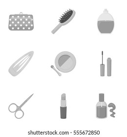Make up set icons in monochrome style. Big collection of make up vector symbol stock illustration