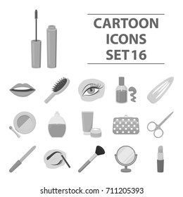 Make up set icons in monochrome style. Big collection of make up vector symbol stock illustration .