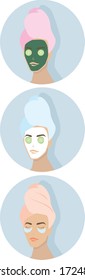 Configurar el vector de iconos de conjunto. 
Niña cuidándose a sí misma