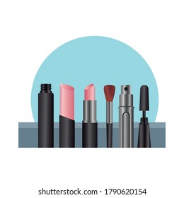 make up set products fashion vector illustration design