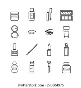 Make up set.Vector Kollektion von Line-Icons für Beauty-Design.