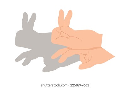 Make shadow hand animals flat icon Rabbit silhouette. Vector illustration