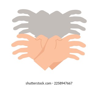 Make shadow hand animals flat icon Spider silhouette. Vector illustration