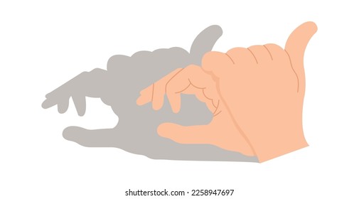 Make shadow hand animals flat icon. Vector illustration