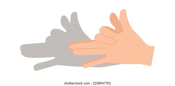 Make shadow hand animals flat icon Dog silhouette. Vector illustration