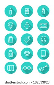 Make up and shopping icon set. flat icons. vector