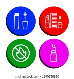 make simple icons set. Contains such icons as Mascara, Makeup, No fire allowed, Lipstick, can be used for web, mobile and logo