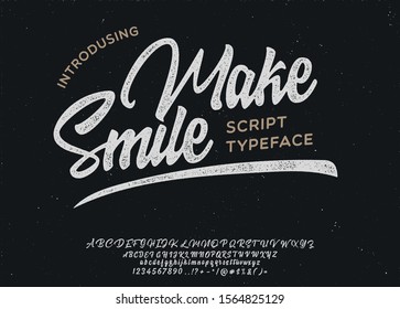 Make Smile. Lettering print on sticker or clothes. Script font. Vector illustration.