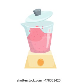 Make smoothie in blender. Cooking process vector illustration. Kitchenware and utensils isolated on white. The process of mixing in a blender. Fresh healthy beverage