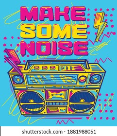 Make some noise - colorful musical design with boombox