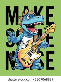 make some noise guitarist dinosaur t-rex for t-shirt