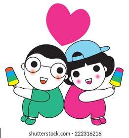 Make Someone Happy, then You'll Be Happy Too illustration set